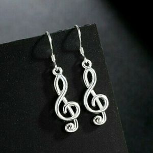Musical note earrings music silver 80's 90's